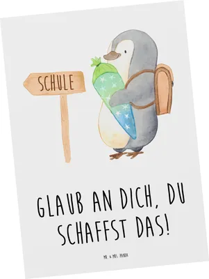 Produktbild von Mr. & Mrs. Panda Postkarte Schulanfang Glaube - Weiß - Geschenk, Grußkarte, Mutmacher, Ansichtskarte, Zuversicht, Ansichtskarten, Vertrauem, Lebensfreude, Postkarten