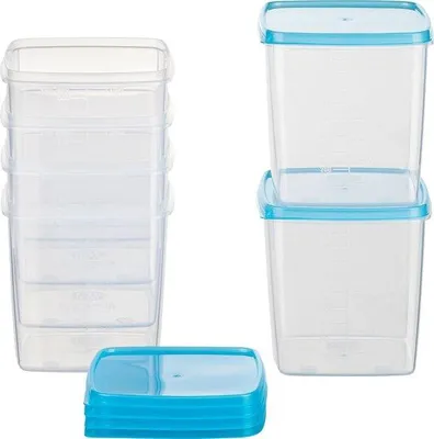 Image de Boîtes en plastique bleu vif, 11 x 11 x 11,7 cm, 1 litre, lot de 6