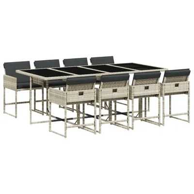 Immagine prodotto di vidaXL set da pranzo da giardino 9 pezzi con cuscini in rattan grigio chiaro