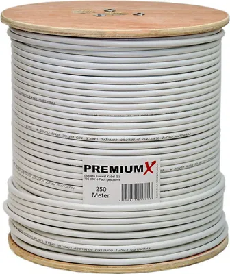 Produktbild von PremiumX 250m BASIC Koaxialkabel 135dB 4-fach CCS SAT Kabel Antennenkabel
