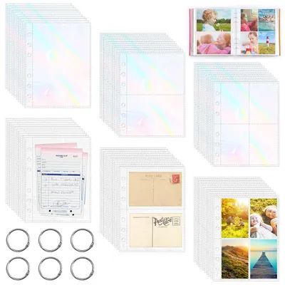 Imagen del producto de TRANKIELO® - 60 fundas para fotos tamaño A5 con 1/2/4 compartimentos – Polipropileno transparente – Ideales para postales y documentos