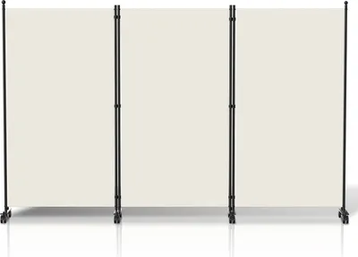 Image de TolleTour Paravent sur roulettes Outdoor Séparateur d'espace jardin Mur espagnol Séparateur d'espace 3 pièces Beige 263x181 cm