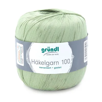 Produktbild von Gründl Häkelgarn 100 Filethäkeln 100% Baumwolle 100g/566m NS 1,5-2 mm Stärke 10 lindgrün (123)