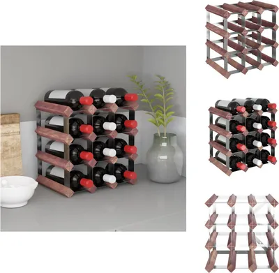 Zdjęcie produktu dla vidaXL Stojak na wino na 12 butelek brązowy z litego drewna sosnowego - Stojaki na wino