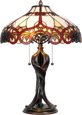 Produktbild von Clayre & Eef Tiffany Tischlampe Ø 41x56 cm Beige Rot Glas