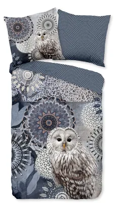 Produktbild von Traumschloss Comfort Flanell Bettwäsche - Odin - Mandalas mit Eule, blau 155 x 220 cm blaue Mandalas mit Eule