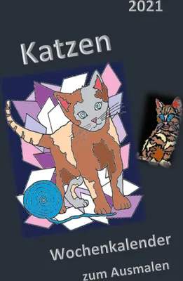 Produktbild von Katzen Ausmalkalender 2021, Deutsch, 164 Seiten