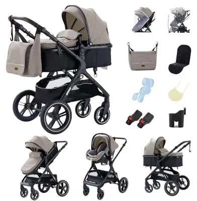 Zdjęcie produktu dla Wózek dziecięcy, odwracane siedzisko 3 w 1, kompaktowa konstrukcja, X1 w kolorze khaki