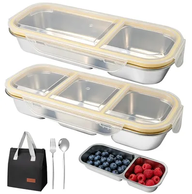 Snackbox aus Edelstahl, Bento-Box für Kinder, gelb