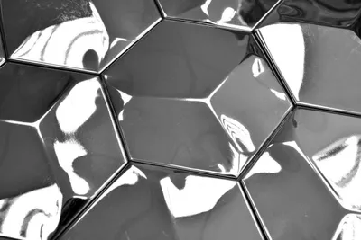 Produktbild von Handmuster Mosaik Fliese Edelstahl silber Hexagon 3D Stahl glänzend MOS129-HXM10SG_m