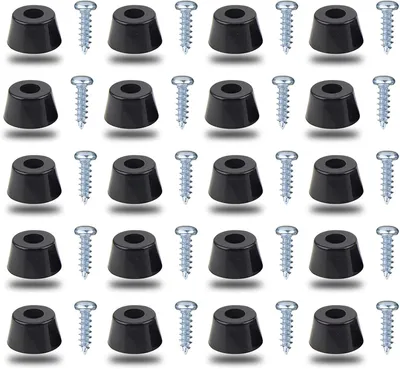 Produktbild von 20 Gummifüße zur Vibrationsdämpfung in Schwarz mit Metallscheibe und Schrauben