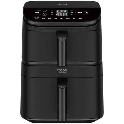 Produktbild von Cosori Heißluftfritteuse Turbo Tower, 10.8L (4,3 l + 6,5 l), Timerfunktion, Doppelkammer, 2 starke Motoren, einzigartiges Design, Teflon-Körbe