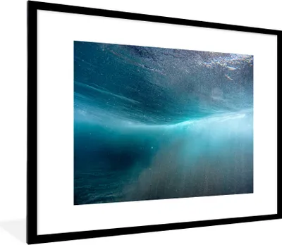 Produktbild von MuchoWow® Gerahmtes Poster Meer - Sonne - Blau 80x60 cm - Poster mit Schwarzem Bilderrahmen Wandposter Rahmen Foto Bilder - Schlafzimmer-Dekorationen - Fotoposter