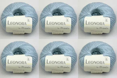 Image de 6 pelotes de Leonora by Permin – Fil raffiné en soie, laine et mohair (45 bleu ciel)