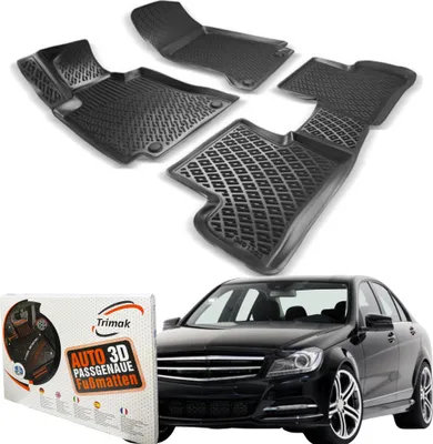 Produktbild von Trimak Autofußmatten kompatibel mit Mercedes C Klasse W204 (2007-2014) Auto Allwetter Gummimatten