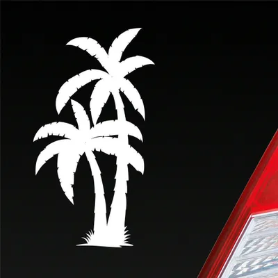 Produktbild von Auto Aufkleber Palme Palms Beach Strand Kokospalme Pflanze 5x10 cm Weiss Glanz Sticker Heckscheibenaufkleber