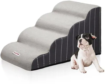 Imagen del producto de Soporte para patas de perro - Escalones para perros - Apoyo para patas de perro - Plataforma para perros - Escalera para perros - Espuma - Gris