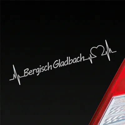 Produktbild von Auto Aufkleber Bergisch Gladbach Herz Herzschlag 19x4 cm Silber Sticker Heckscheibenaufkleber