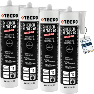 Produktbild von TECPO Scheibenkleber Quickly-Safe 4x 290ml MS-Polymer primerlos mit Kleb- und Dichtstoff-Technologie Scheibenklebstoff