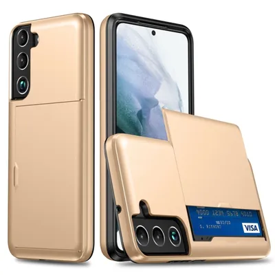 Immagine prodotto di Custodia protettiva per smartphone Samsung Galaxy S22 Plus 5G, con portacarte, colore: oro