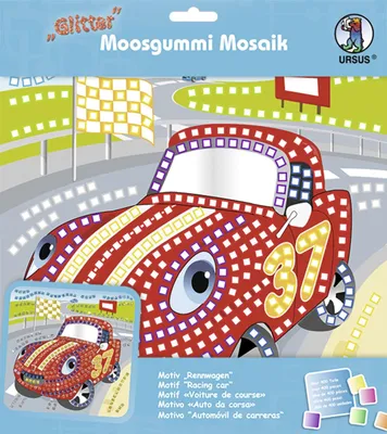 Obrázek produktu pro Mozaika z pěnové gumy s třpytkami závodní auto