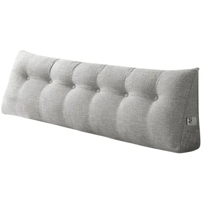 Produktbild von Rückenkissen Bett 180cm, Leinen Rückenlehne Kissen, Keilkissen Bett kopfteil, Waschbar Lesekissen Lendenkissen Nackenstüzkissen für Bett und Sofa Grau
