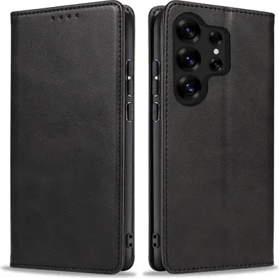 Produktbild von Handyhülle für Samsung Galaxy S25 Ultra Kunstleder Flip Cover Hülle Handytasche Case Kartenfach Farbe: Schwarz