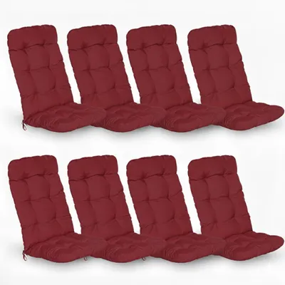 Image de Beautissu Lot de 8 coussins pour fauteuils à dossier haut Flair HL, 120 x 50 x 8 cm, rouge
