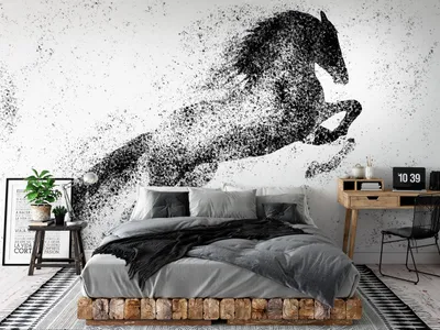 Produktbild von Vlies Fototapete Pferd 400x280 cm Tapeten Wandtapete XXL Abstract Tiere Punkte wie gemalt g-C-10111-a-a
