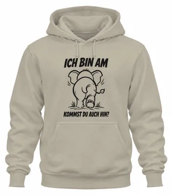 Produktbild von Ich bin am Kommst du auch hin? Statement Sarkasmus Humor Hoodie Kapuzenpullover, Natur, XL
