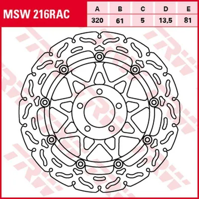 Obrázok produktu pre Brzdový kotúč TRW Sportive Floating MSW216RAC ZZR1100 ZXT10D