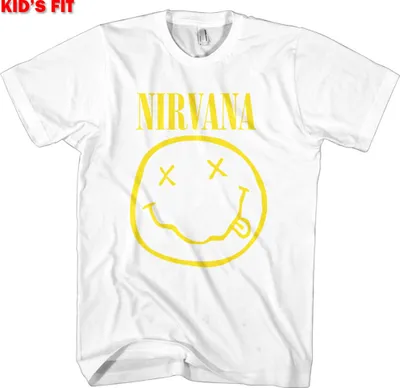 Produktbild von Nirvana - Gelber Smiley Kinder 3 - 4 Jahre T-Shirt - Weiß
