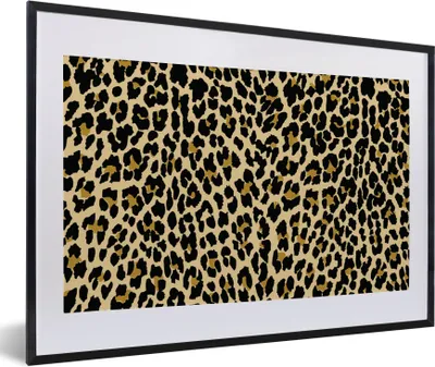 Produktbild von MuchoWow® Gerahmtes Poster Leopardenmuster - Design - Gelb 60x40 cm - Poster mit Schwarzem Bilderrahmen Wandposter Rahmen Foto Bilder - Schlafzimmer - Plakat in Rahmen - Drucken