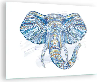 Produktbild von Bilder auf glas - Elefant Muster Tierwelt Afrika - 70x50cm - Glasbilder - Wandbilder - Kunstdruck - zum Aufhängen bereit - Wanddekoration aus Glas - Glas Bilder - Wandbild auf Glas - GAA70x50-3089