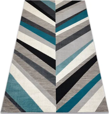 Image de Tapis LISBOA 27237654 chevrons gris / bleu gris 120x170 cm