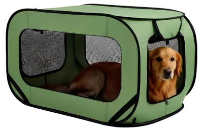 Produktbild von Hundetransportbox Faltbar 94*53*53 cm für Hunde und Katzen bis 29,5 kg (Grün)