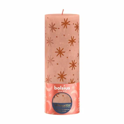 Produktbild von Bolsius Stumpenkerze rustikal 19 x 6,8 cm cremiges Karamell mit Aufdruck | 4 Stück