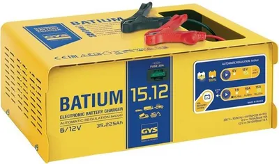 Productafbeelding van Acculader voor auto's, personenwagens en vrachtwagens van GYS, type Batium 15-12, geschikt voor 6-12V accu's met een capaciteit van 35-225Ah