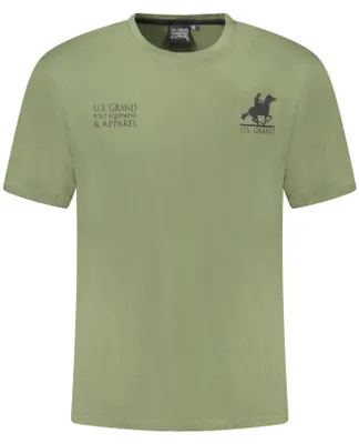 Image de T-shirt vert à manches courtes pour homme, col rond et imprimé polo
