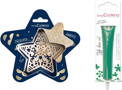 Produktbild von Stern-Relief-Keks-Bausatz + Grüner Schokoladenstift