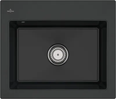 Produktbild von Villeroy & Boch 330901R7 Subway 60 S Einbauspüle Unterschrankbreite ab 60 cm mit Handbetätigung Pure Black - inkl.