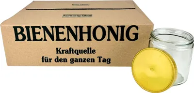 Produktbild von 60 x Neutrales Schraubglas 500g Imkerhonig Honigglas mit goldenem Deckel ohne Etikett Honig Neutralglas