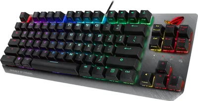 Produktbild von ASUS ROG Strix Scope NX TKL, 80%, Kabelgebunden, USB, Mechanischer Switch, RGB-LED, Schwarz, Grau