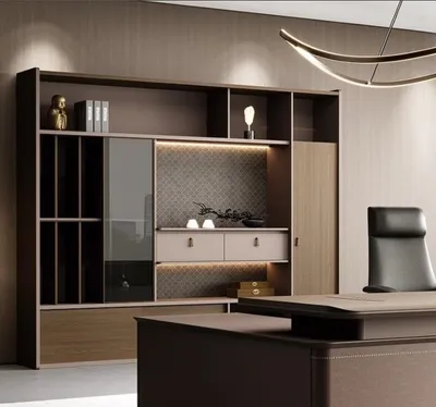 Produktbild von Moderner Eckschreibtisch mit Büroschrank Set Elegante Büroeinrichtung