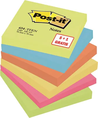 Immagine prodotto di Post-it® 654TFEN Note adesive Attive 76x76mm 6x