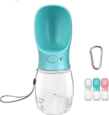Produktbild von Famanu Hunde-Wasserflasche mit Spender - 350ml, Blau