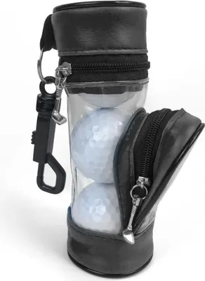 Obrázek produktu pro INF Přenosné pouzdro na golfové míčky zPolyuretankůže s držákem na týčka - pro 3 míčky Černá