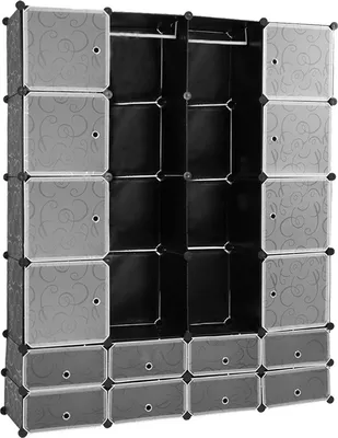 Produktbild von Fiqops Kleiderschrank Regalsystem Kreativität Schrank Aufbewahrung DIY Badregal Regal 16 Würfel