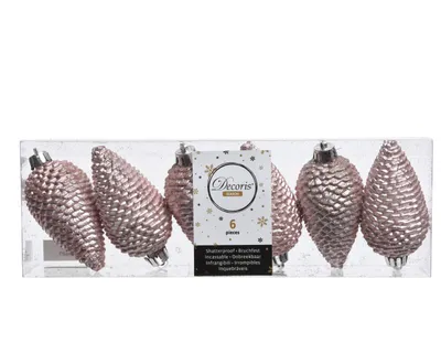Produktbild von Christbaumschmuck Zapfen bruchfest Ø 4,5 cm  H 8 cm 6 Stück rosa