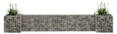 Produktbild von H-förmiger Gabionen-Pflanzkorb aus Stahldraht, stabil und witterungsbeständig, für Garten und Terrasse, Maschenweite 10x5 cm, 260W x 40D x 40H cm